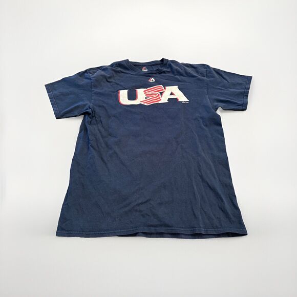 Majestic Mens Navy Team USA Baseball Classic Buster Posey #28 T Shirt Size L - Picture 1 of 8